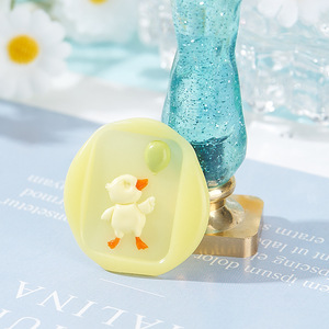 Timbro in rilievo 3D carino piccolo giallo anatra sigillo di cera, logo personalizzabile - Product Image 5