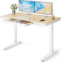 Bureau debout électrique moderne pour télétravail, double tiroirs, design ergonomique, panneau en bois, 24x48 pouces, pour dessin technique