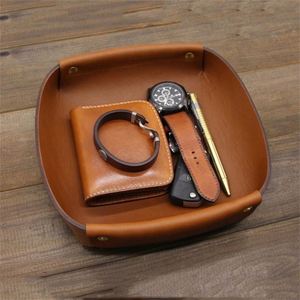 Factory Custom Leather <b>Storage</b> <b>Tray</b> Personalized Square Leather Desktop Organizer <b>Tray</b> for Home <b>Storage</b> - Product Image 3