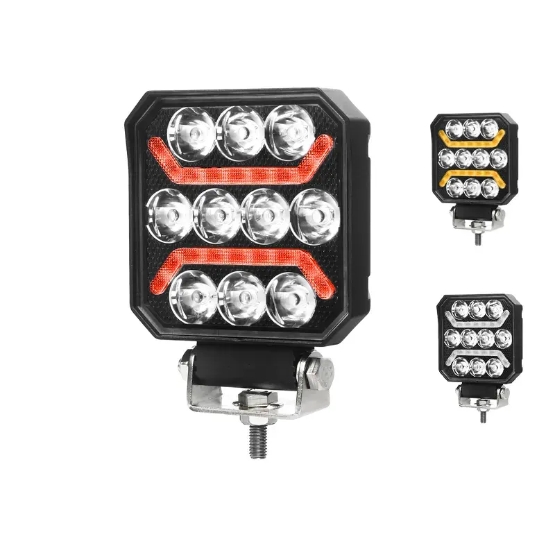 4 inç kare LED çalışma ışığı ile melek göz pozisyon ışık araba kamyon sürüş için Offroad lamba beyaz/Amber/kırmızı/mavi