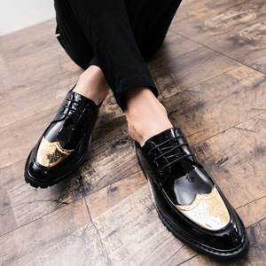 Chaussures habillées <span class=keywords><strong>pour</strong></span> hommes à semelle épaisse et à bout rond, style anglais, <span class=keywords><strong>pour</strong></span> le travail et les déplacements, surface brillante - Product Image 2