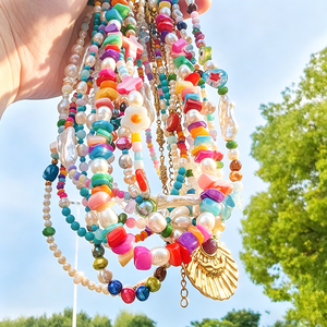 Collier ras <span class=keywords><strong>du</strong></span> cou en perles d'eau douce naturelles, perles colorées Dopamine, réglable, en acier inoxydable, hypoallergénique, inaltérable, tendance, cadeau - Product Image 1