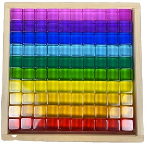 Hölzerne Juwelen blöcke Spielzeug Regenbogen Acryl Holzbau steine Kinder Frühe Bildung Farbe Kognitives sensorisches Spielzeug für Kinder - Product Image 3