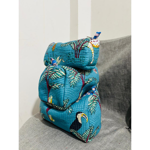Designer Indian Floral Hand Block Print Zipper Sustainable <b>Toiletry</b> <b>Bag</b> Set 3 Quilted Cotton Waterproof Lining Washable Durable - Product Image 3