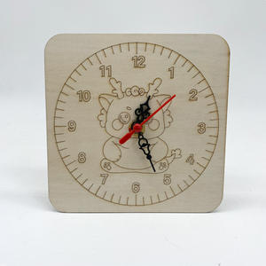 Reloj de madera pintado DIY con embrión blanco nuevo 2025, diseño de grafiti ecológico, Movimiento de Cinturón de <span class=keywords><strong>tiempo</strong></span> para jardín de infantes para niños - Product Image 6