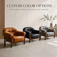 Fauteuil simple en cuir véritable de première qualité, style vintage, pour salon, balcon, fauteuil inclinable décontracté rétro