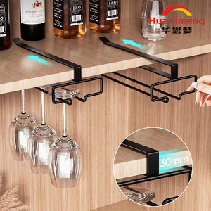 Huasimeng Inverted Wine Glass Rack Wall Mounted No Drilling Required 10-24 Stemware Capacity Cabinet Hanging Holder - Product Image 2