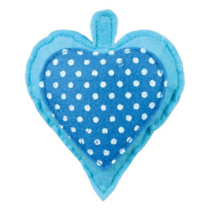 Cœur en feutre avec rembourrage à la valériane, 11 cm, jouet pour animaux de compagnie, motif à pois bleus - Product Image 1