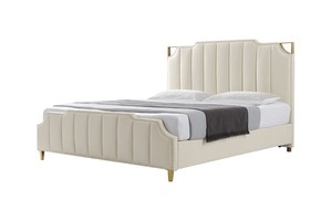 Hot Sale Luxury Soft <strong>Bed</strong> Set <strong>Gold</strong> <strong>Frame</strong> Upholstered Modern Leather <strong>Bed</strong> Queen Size High Headboard Postmodern Hotel king <strong>Bed</strong> - Product Image 2