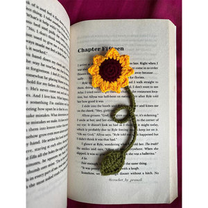 Handmade Crochet Bookmark With Yellow Flower And Blue Tassel Classic Style Fabric Reusable Book Marker Reading <b>Gifts</b> - Product Image 6