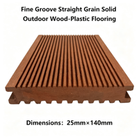 Revêtement de terrasse extérieur en WPC massif à grain droit et rainures fines 140mmx25mm pour jardin, patio et cour arrière – Revêtement composite écologique