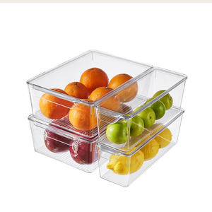 <span class=keywords><strong>Set</strong></span> di contenitori per frigorifero in acrilico personalizzato 8 pezzi per riporre cibo con dispensa rettangolare maniglia per frigorifero da cucina - Product Image 2