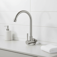 Robinet de cuisine mural monocommande moderne en acier inoxydable pour eau froide, installation monotrou
