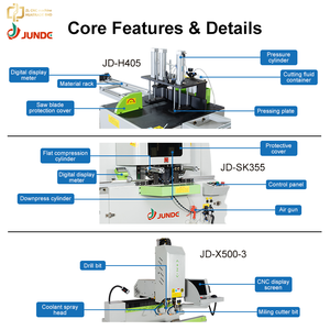 JUNDE High Precision 45 Degree Double Saw Blade Aluminum Cutting Machine + <b>Drilling</b> Milling Machine Bundle - Product Image 4