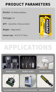 Batería Alcalina Seca de Alta Calidad Cuanen de 9 Voltios y 600 mAh, 6LR61, 9V, No Recargable, para Detectores de Humo - Product Image 5