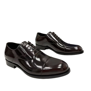 Chaussures habillées Oxford en cuir véritable noir, bout rond, à lacets, couleur unie, pour le bureau et la carrière, pour hommes, toutes saisons, semelle extérieure en caoutchouc - Product Image 1