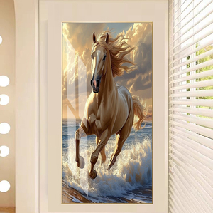 ภาพวาดห้องนั่งเล่นเอฟเฟกต์3D ที่ทันสมัยสำหรับตกแต่งบ้านภาพวาดศิลปะจิตรกรรมฝาผนังรูปม้าคริสตัลพอร์ซเลน - Product Image 2