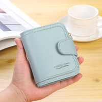 2025 tren Carteras Para Mujer wanita ritsleting kancing dompet pendek kulit PU dompet koin kecil warna Solid multifungsi
