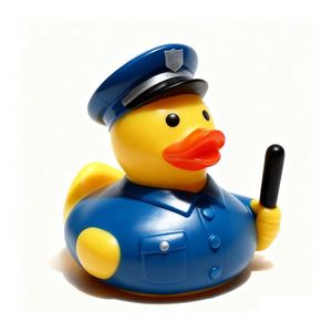 Jouets de bain pour enfants en caoutchouc, petits canards policiers jaunes professionnels, vente en gros et personnalisation - Product Image 1
