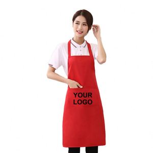 WSY854 Pure Color Sleeveless <b>Apron</b> Kitchen <b>Chef</b> <b>Aprons</b> with 2 Pockets Custom Advertising logo - Product Image 1