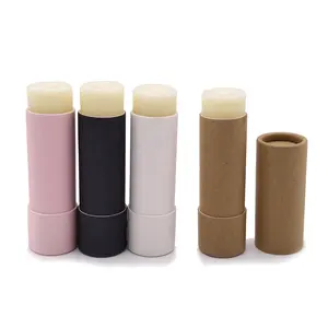 Customized Lipstick Cardboard Containers Biodegradable Empty Fancy cbd Lip Balm Packaging Pink White Black Kraft Paper Tubes