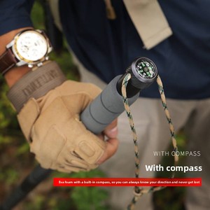 Bâton de randonnée pliable multifonctionnel en alliage d'aluminium pour la randonnée, le camping, la pêche et la chasse - Conception télescopique à 5 sections - Product Image 3