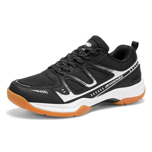Chaussures de sport respirantes en maille blanche et noire avec semelle en caoutchouc, antidérapantes et amortissantes, pour hommes - Product Image 3