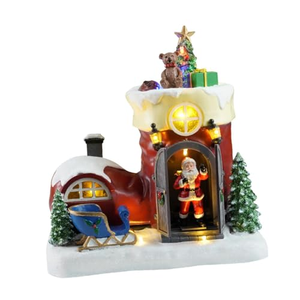 Bota Musical LED de 10 Pulgadas con Santa Claus Abriendo la Puerta y 8 Canciones, Decoración Navideña de Plástico, Regalo de Navidad 2026 - Product Image 5