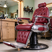 Fauteuil de Barbier de Luxe en Similicuir Marron, Mobilier de Salon Réglable en Hauteur, Inclinable, Moderne et Portable pour Usage Commercial