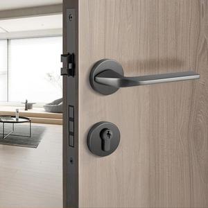 Manija de puerta de latón negro mate de lujo al por mayor de fábrica, cerradura de palanca interior silenciosa para sistema de herrajes de oficina, condominio y mansión - Product Image 5