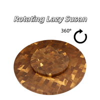 Maßgefertigtes Luxuriöses Elegantes Modernes Serviertablett aus Akazienholz, 15 Zoll Drehbare Lazy Susan für Zuhause, Küche, Party, Tisch, Speisen und Desserts