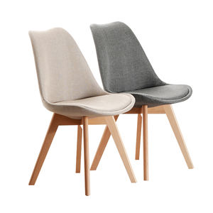 Silla de tela de <span class=keywords><strong>tulip</strong></span>án con pata de madera Simple moderna, silla de comedor tapizada para cocina gris - Product Image 1