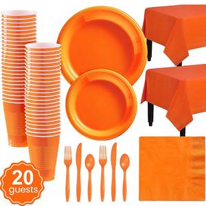 16 औंस पेपर कप के साथ खुश जन्मदिन के लिए एकल रंग डिस्पोजेबल पेपर टेबलवेयर सेट - Product Image 5