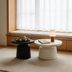 Juego de Mesas de Centro Redondas Estilo Nórdico, Combinación en Blanco y Negro, para Decoración de Interiores de Sala de Estar - Product Image 2