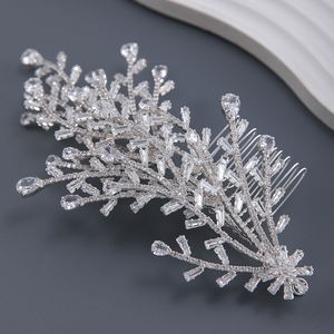 Peigne à cheveux de mariée vintage fait main en zircon, fil d'alliage flexible, accessoire de coiffure pour <span class=keywords><strong>mariage</strong></span>, fête ou banquet - Product Image 3