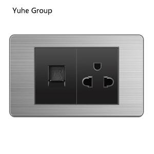 Panel de aluminio cepillado, interruptor tailandés, toma de corriente para computadora, toma de corriente de pared con USB tipo C - Product Image 5