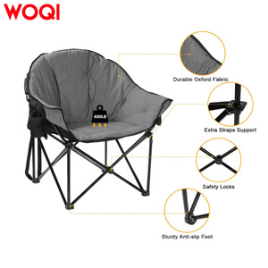 Chaise de camping pliable extra large Woqi, tissu Oxford gris, structure en aluminium, capacité de charge 150 kg, utilisation en extérieur et au jardin - Product Image 2