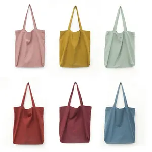 Bán buôn tùy chỉnh sinh thái thân thiện tái chế có thể gập lại đầy màu sắc vải Cotton Linen canvas shopping Tote Bag với logo
