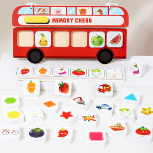 Jeu de société éducatif pour enfants en bois, jeu de mémoire, jeu de correspondance de formes, jeu de reconnaissance des fruits, jeu interactif parent-enfant sur le thème du trafic - Product Image 2