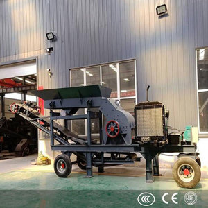 Portable Tire Diesel Mobile Horizontal Glass Stone Hammer Mill Grinding Crusher Plant <b>Machine</b> - Product Image 5