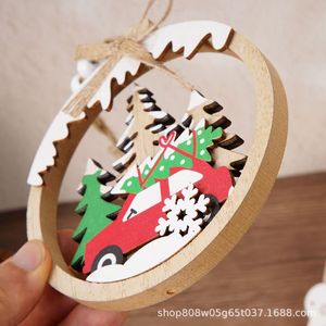 Adorno colgante de madera con forma de corazón, pintado a mano a todo color, decoración navideña para árbol, hogar y festividades. - Product Image 5