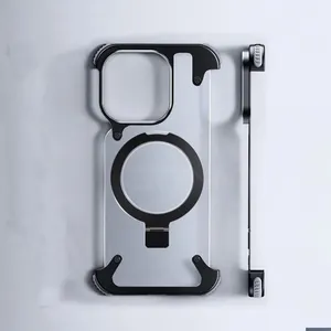Neuzugang Aluminium-Legierungsrahmen-PC transparente Abdeckung mit 4 Ecken stoßfeste magnetische Telefonhülle für iPhone 15 14 13 12 pro