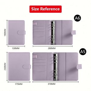 <b>A5</b> A6 Refillable 6-Hole 6-<b>Ring</b> Loose-Leaf Hardcover Leather Budget Planner Cover Cash Organizer Journal Gift - Product Image 4