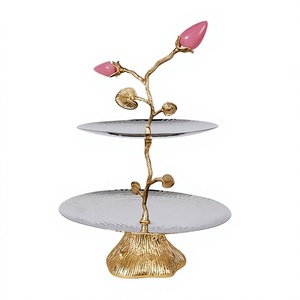 Newest Design Round Shape <b>Cake</b> <b>Stand</b> Superior Quality 2 Tier Aluminium Chocolates Fruits <b>Stand</b> By Home Arts - Product Image 1