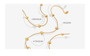 MIEMTER barato acero inoxidable chapado en oro joyería collares delicado corazón mujeres pulsera collar - Product Image 2