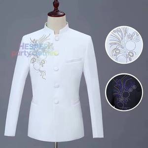 Ensemble Blazer et Pantalon Homme Style Chinois Col Montant HP en Stock, Imprimé Diamant, Tenue Décontractée et Formelle 2 Pièces pour Fêtes et Cérémonies - Product Image 1
