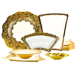 JIUWANG Venta caliente barato blanco y oro cerámica cocina restaurante plato oro borde cuencos 1 tonelada Platos y platos - Product Image 3