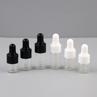 Vente en gros de flacons compte-gouttes miniatures ronds en verre ambré transparent avec bouchon à vis, 1 ml, 2 ml, 3 ml, 5 ml, fournisseur de sérums et d'huiles essentielles