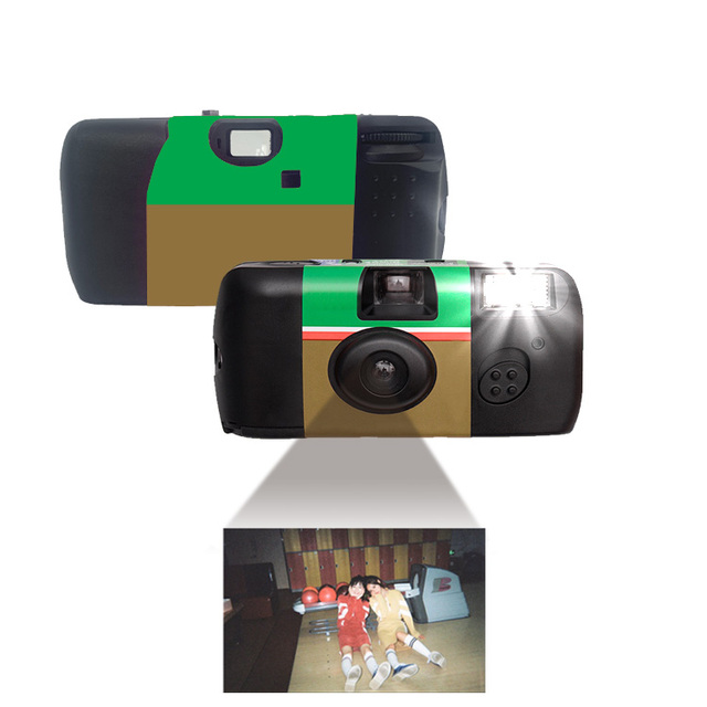 Built-in Flash Button with a Granular Design Single Use Camera Cameras with Print