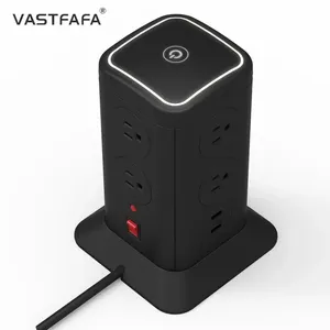 Nouvelle Tendance : Tour de Prises Verticale Pivotante 15A <span class=keywords><strong>à</strong></span> 8 Prises avec Protection Contre les Surtensions, <span class=keywords><strong>Norme</strong></span> UE, et Ports de Charge USB - Product Image 1